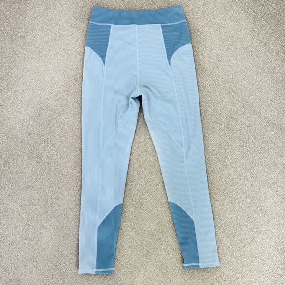 For Love & Lemons Ella Ribbed Crop Leggings Blue Medium - Picture 3 of 13
